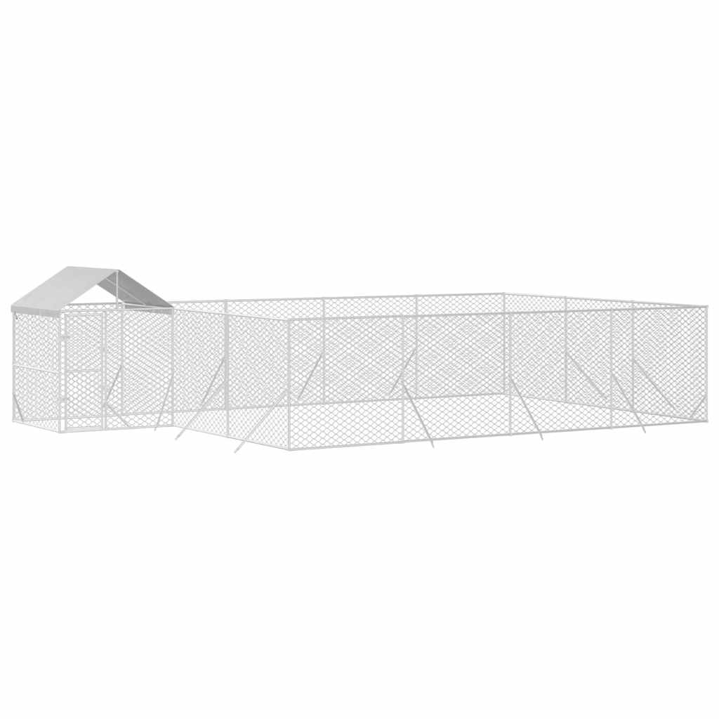 Perrera De Exterior Con Toldo Acero Galvanizado Plata 10x6x2,5m_2
