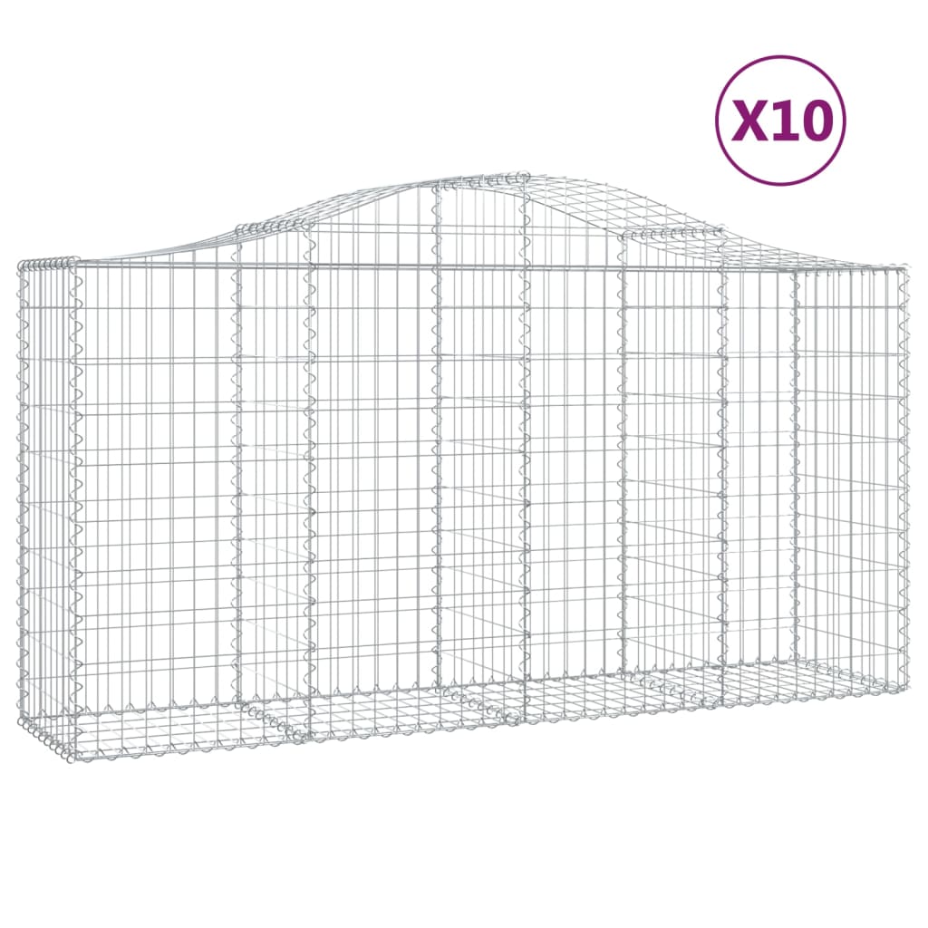 Cestas De Gaviones 10 Uds Forma De Arco Hierro 200x50x100/120cm_0