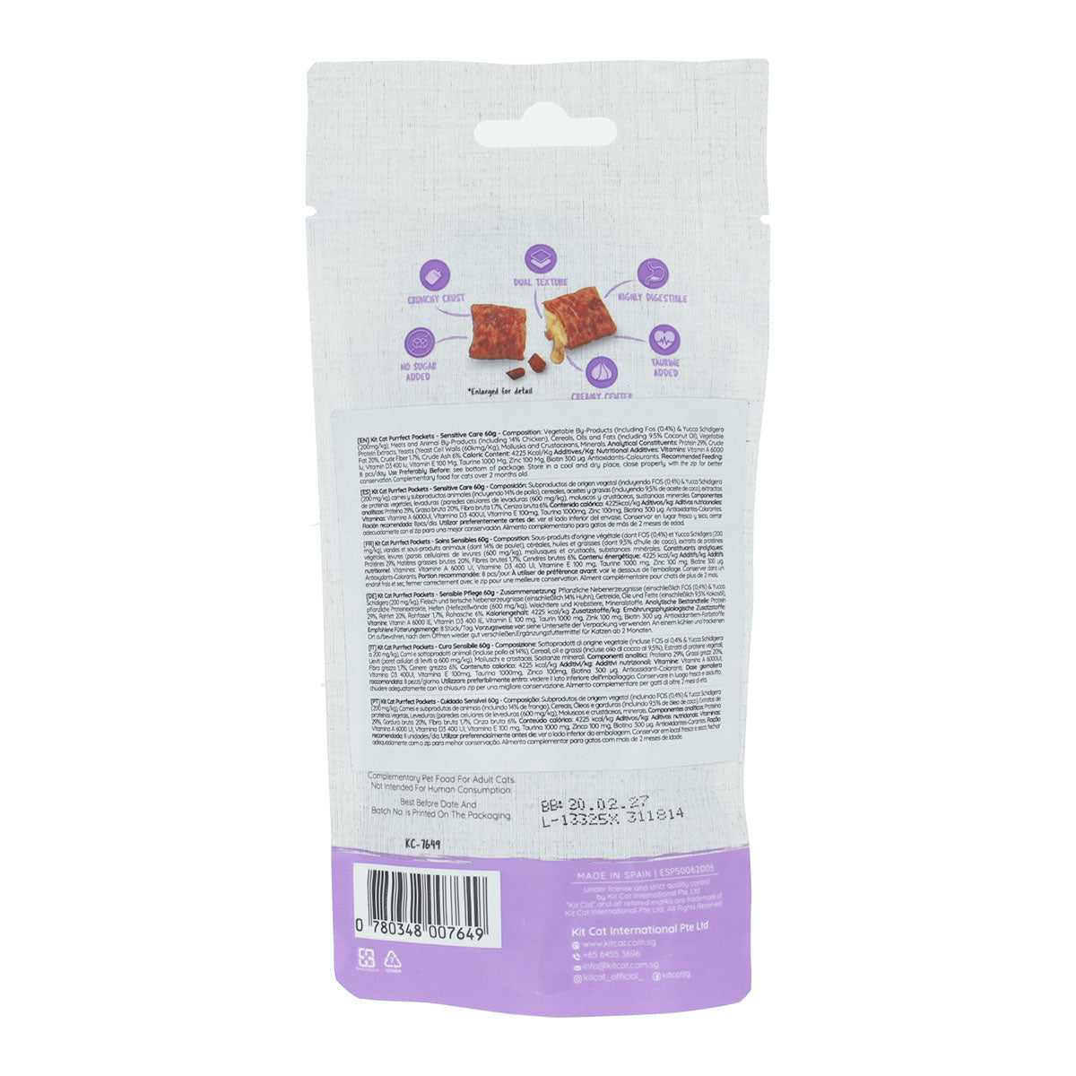 Kit Cat Purrfect Pockets - Sensitive Care 60 g Snack funcional para gatos