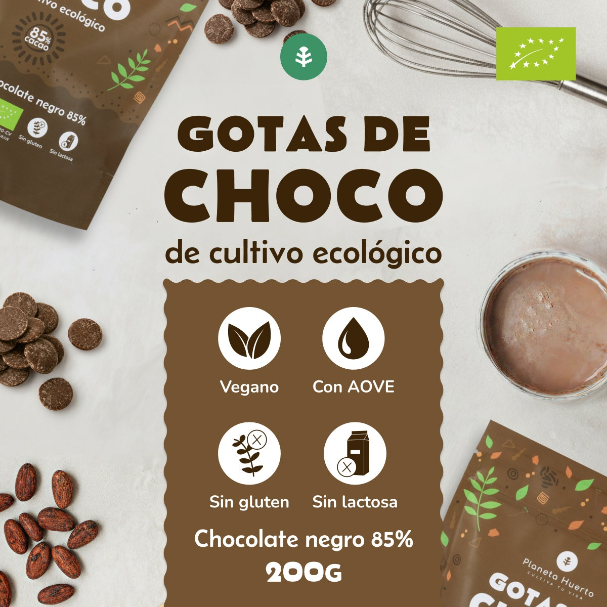 Gotas de Chocolate 85% cacao ECO Planeta Huerto 200 g