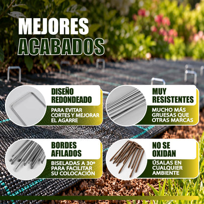 GREEN GOF 200 Grapas Para Malla Antihierba, Cesped Artificial Y Jardin. Acero Galvanizado, 15x4cm, Ø3mm._2