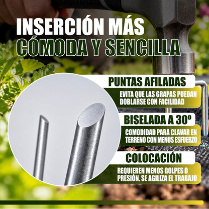 GREEN GOF 500 Grapas Para Malla Antihierba, Cesped Artificial Y Jardin. Acero Galvanizado, 15x4cm, Ø3mm._3