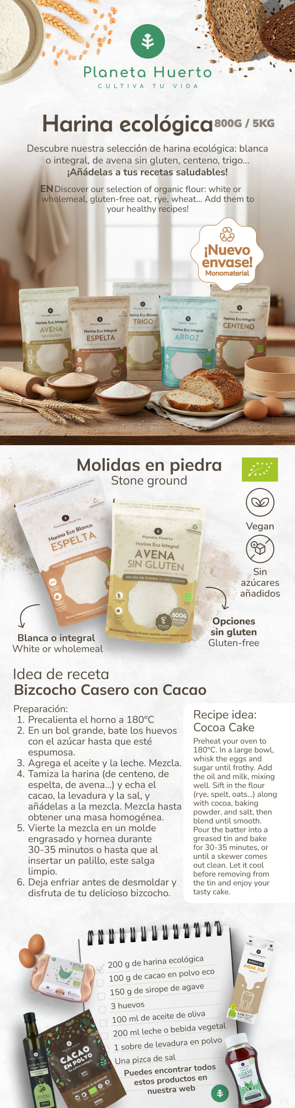 Harina Integral Trigo Sarraceno Eco Planeta Huerto 800 g