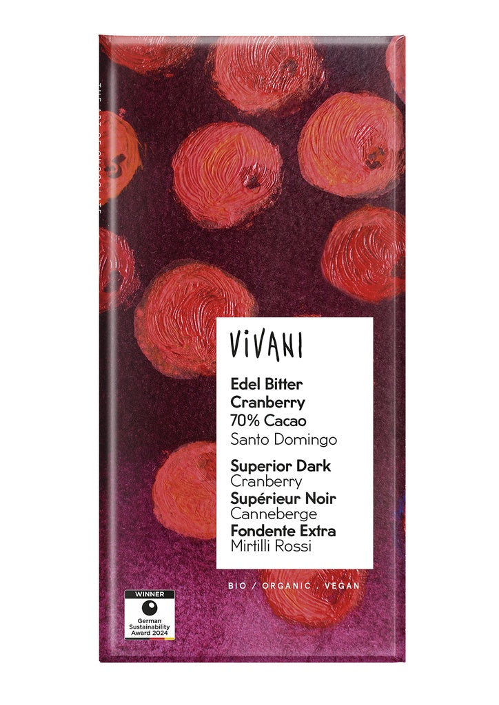 Chocolate Negro 70% con Arándanos BIO Vivani 80 g