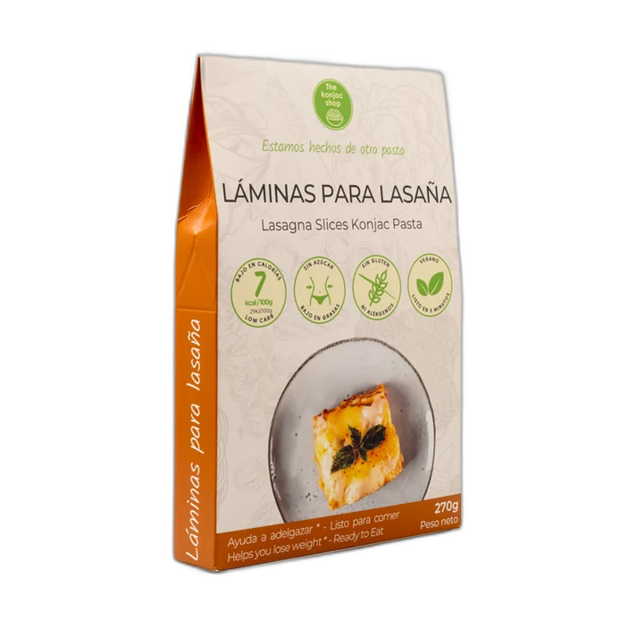 Láminas de Lasaña Pasta Konjac Sin Gluten The Konjac Shop 200g