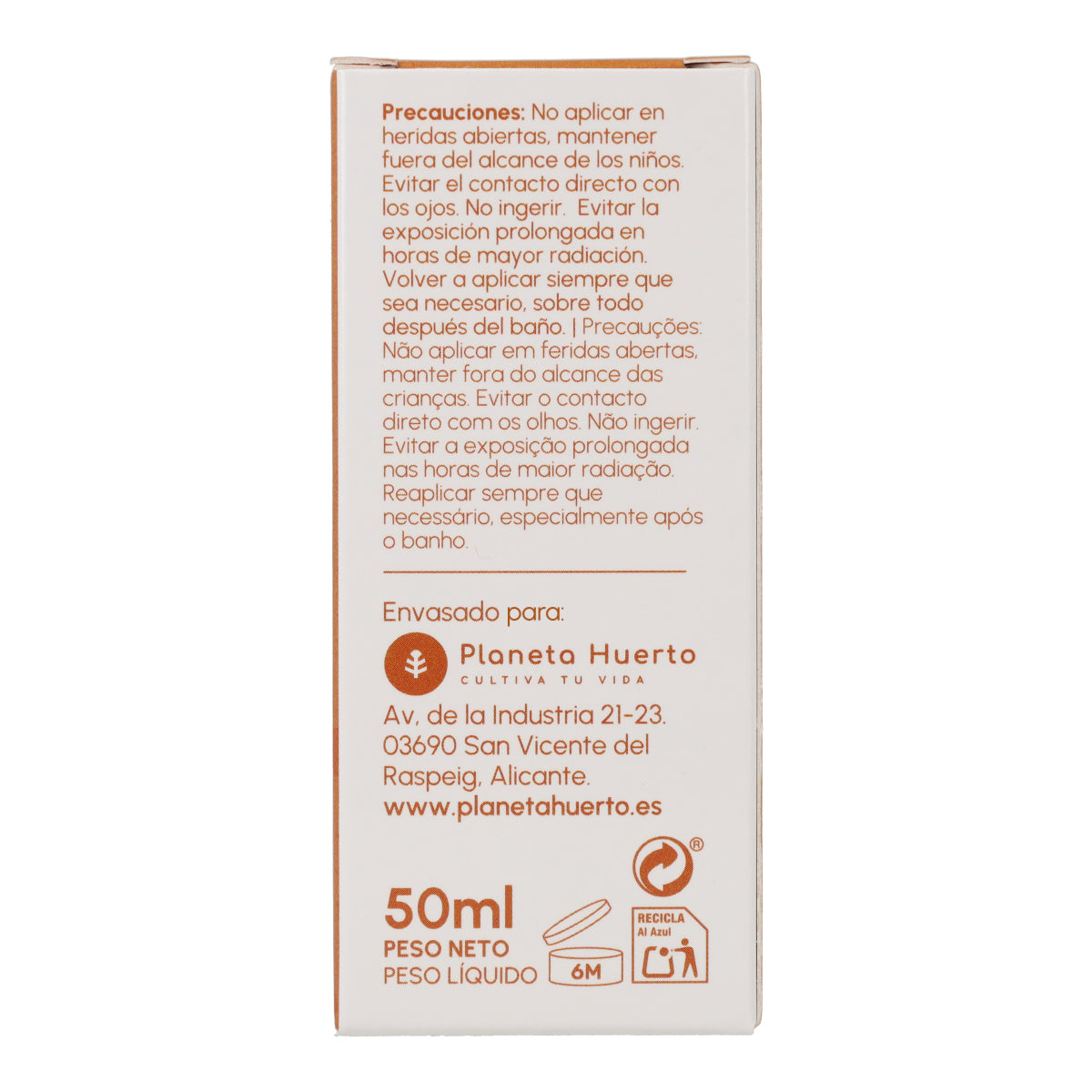 Crema de protección solar facial 100% mineral SPF50 Planeta Huerto 50 ml