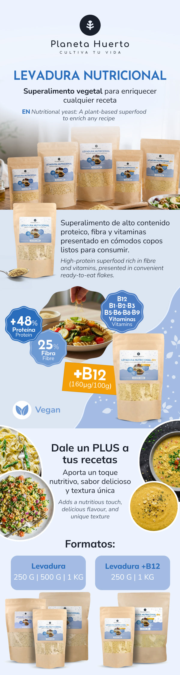 Levadura Nutricional + B12 Planeta Huerto 1 kg
