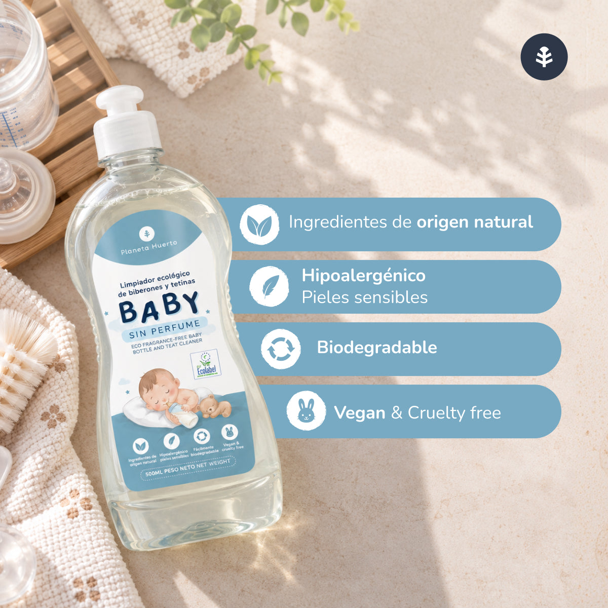 Baby Limpiador de biberones, tetinas y chupetes ECO Planeta Huerto 500 ml