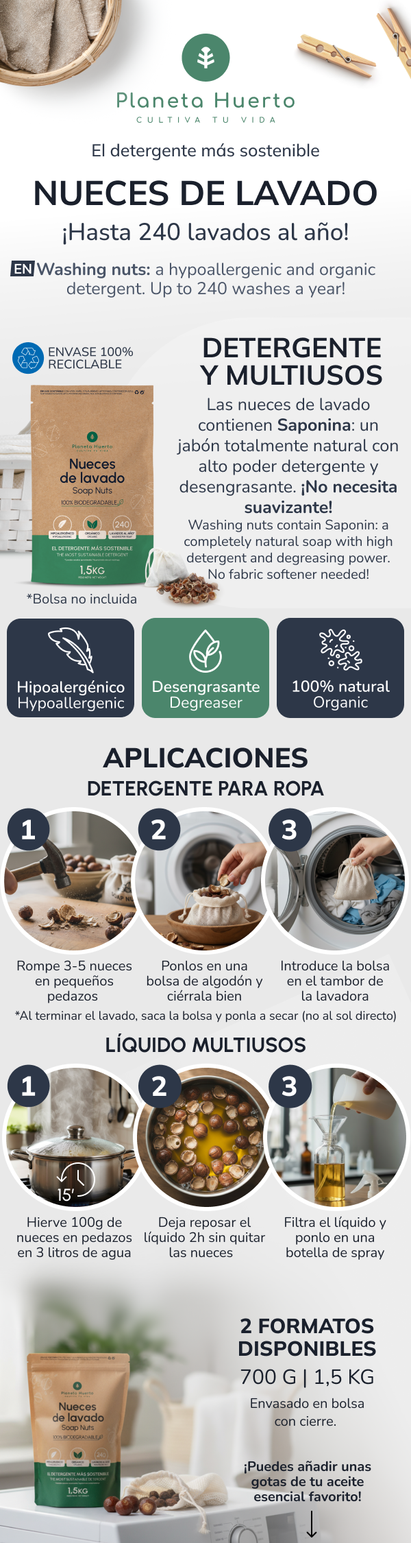 Nueces de Lavado Planeta Huerto 700 gr