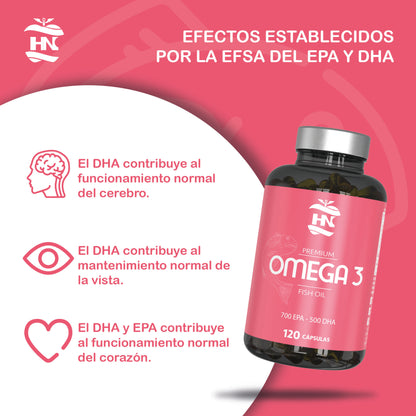 Omega 3 - 120 perlas blandas a base De Aceite de Pescado 2000mg - con 700mg Epa - 500mg Dha y Vitamina E (2 Botes)_2