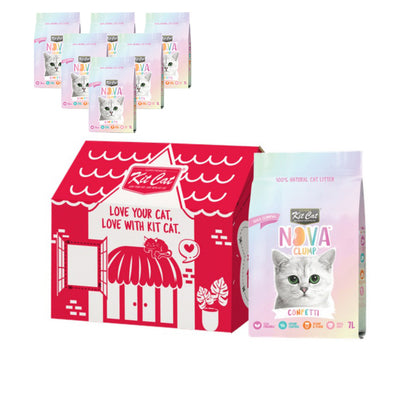Pack 6 Kit Cat Arena Eco Nova Clump - Confetti 7 L Arena para gatos - Mezcla de Original, Fresa y Lavanda