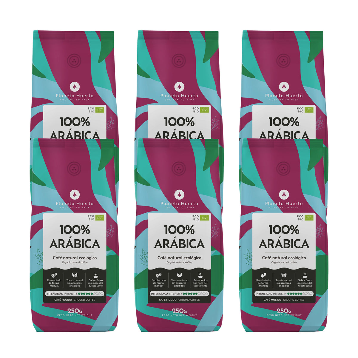 Pack 6x Café molido Eco 100% Arábica Planeta Huerto 250 g