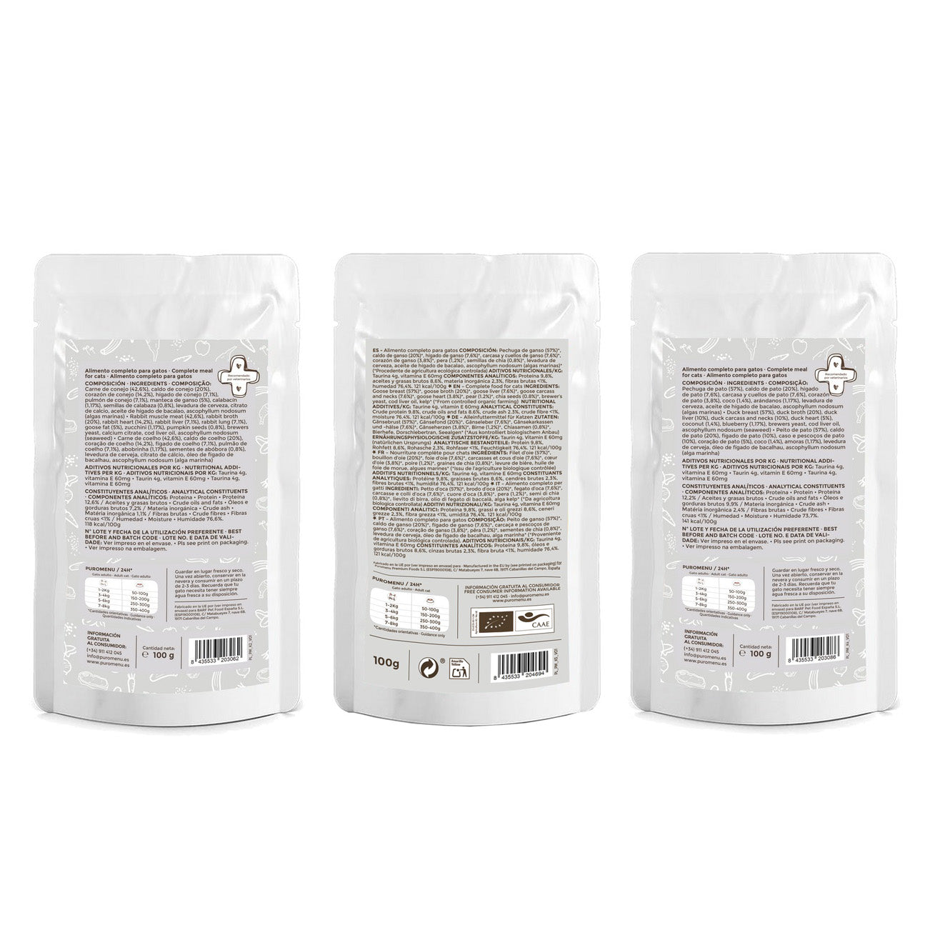 Pack degustación Comida Húmeda BIO para gatos Puromenu 6x100g