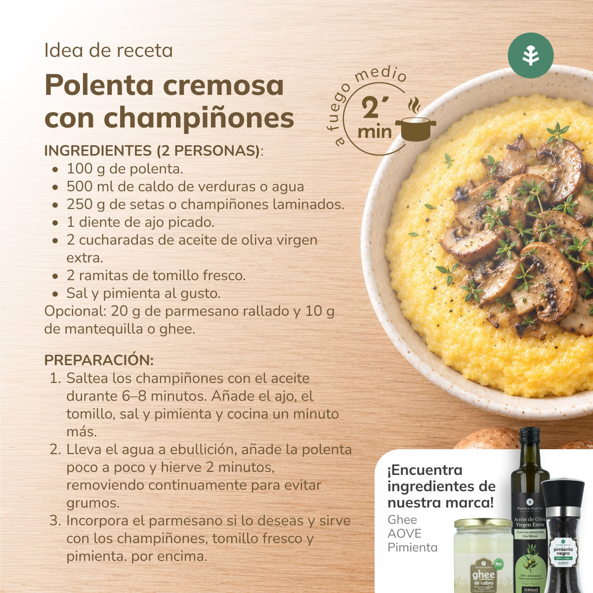 Sémola de maíz polenta instantánea ECO Planeta Huerto 500 g