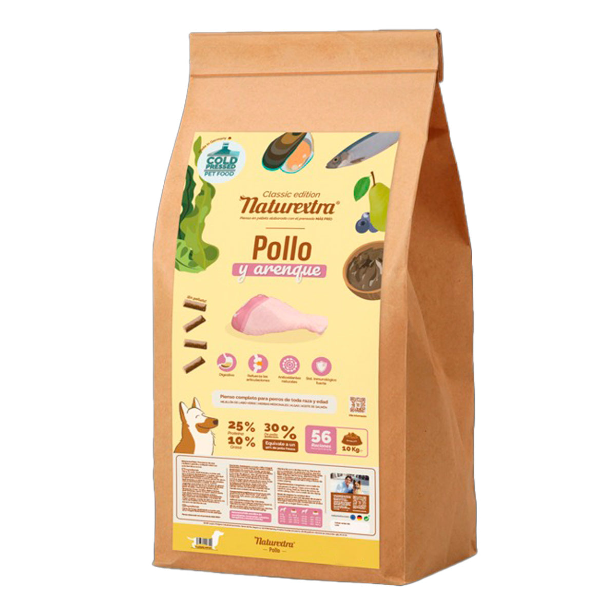 Pienso prensado en frío en Pellets para perros con pollo y arenque 5 kg NaturExtra