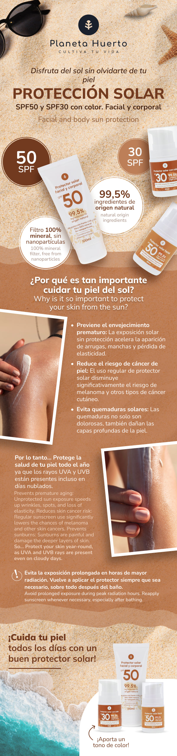 Crema de protección solar facial 100% mineral SPF50 Planeta Huerto 50 ml