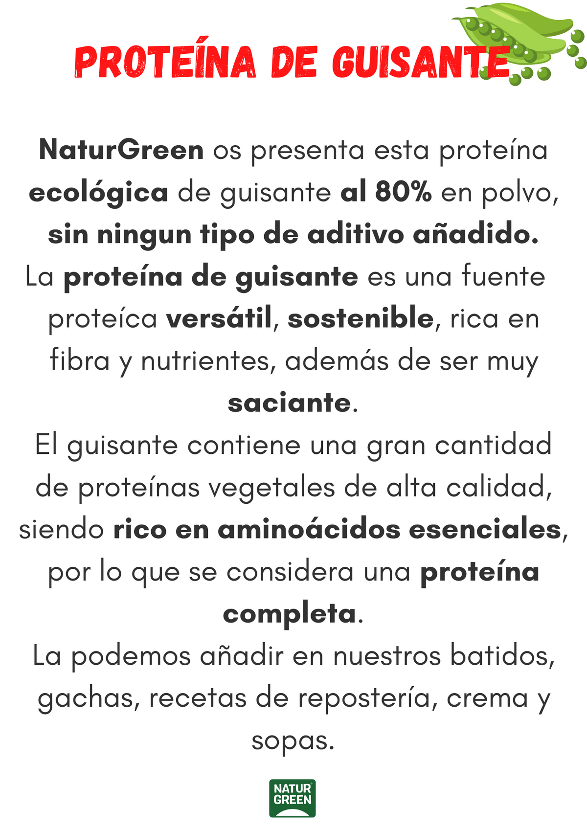 Proteína de Guisante Naturgreen  250 g