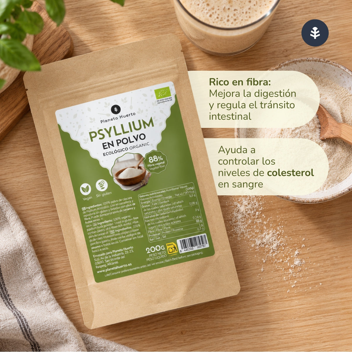 Psyllium en polvo Eco Planeta Huerto 200 g