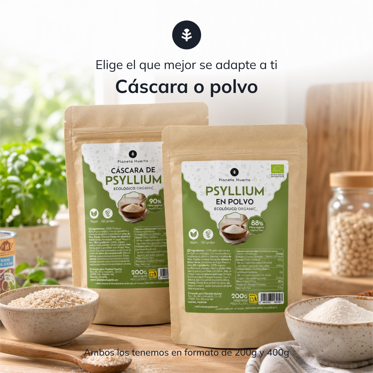 Cáscara de Psyllium Husk ECO Planeta Huerto 400 g