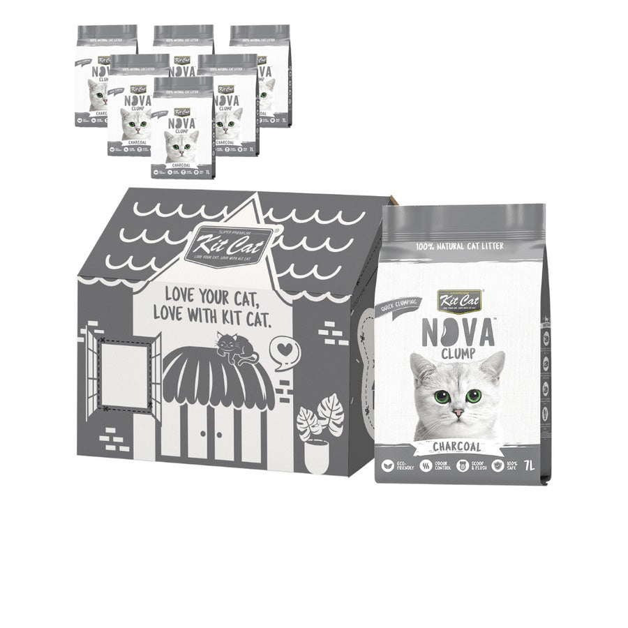 Pack 6 Kit Cat Arena Eco Nova Clump - Charcoal 7 L Arena para gatos - Carbón Activo Control de Olores