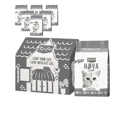 Pack 6 Kit Cat Arena Eco Nova Clump - Charcoal 7 L Arena para gatos - Carbón Activo Control de Olores