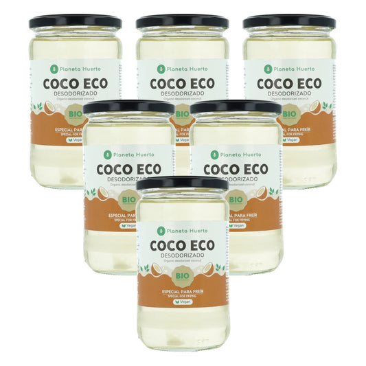 Pack 6x Aceite de coco desodorizado ECO Planeta Huerto 500 ml