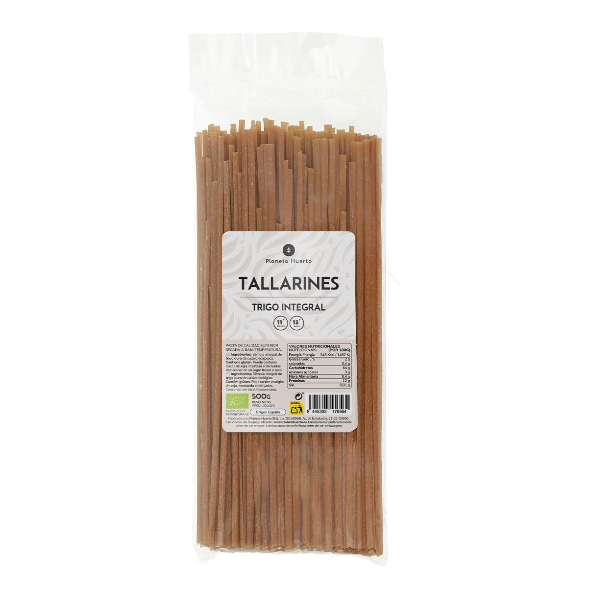 Tallarines de trigo integral ECO Planeta Huerto 500gr