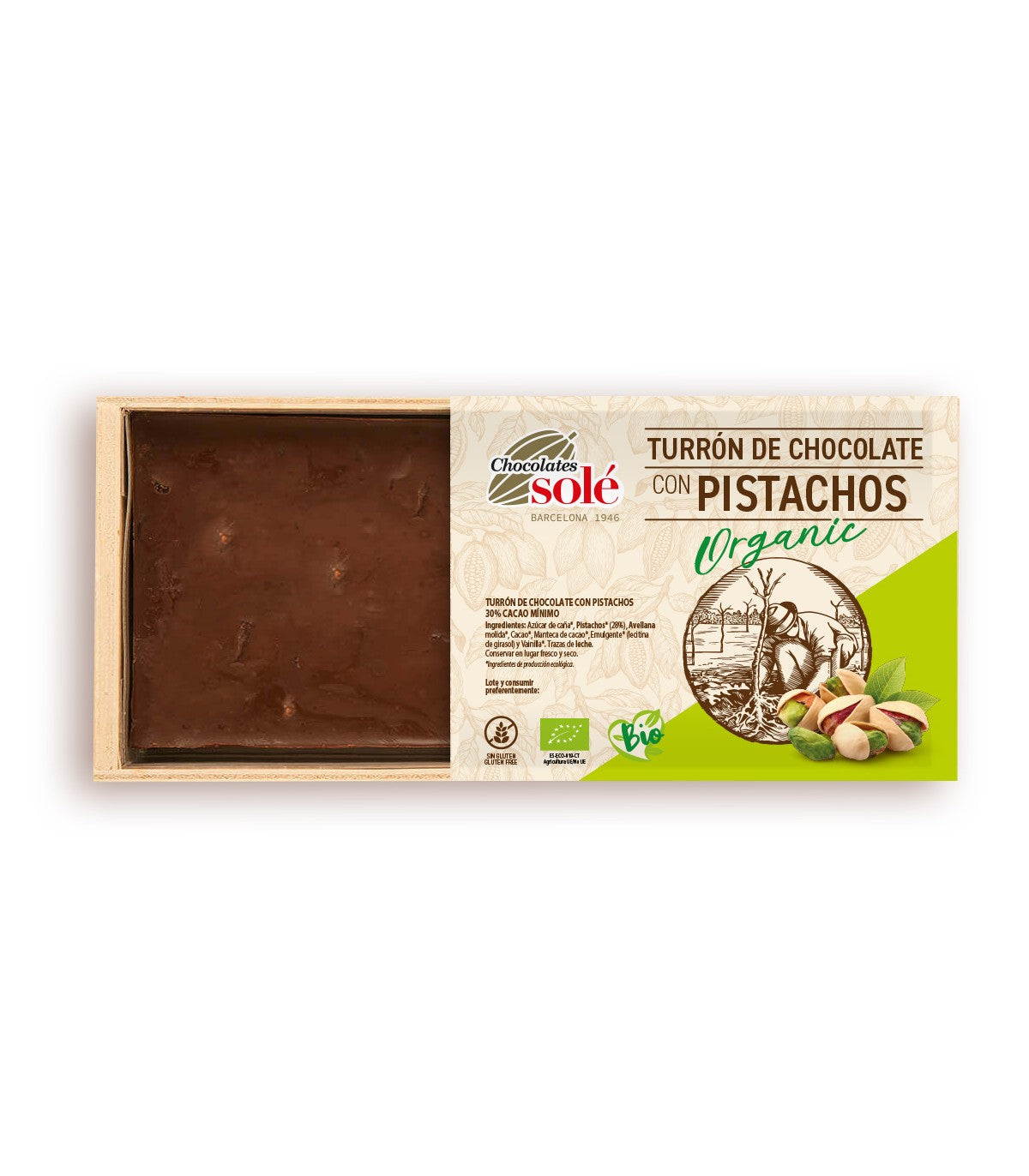 Turrón de Chocolate con Pistachos ECO Sole  200g