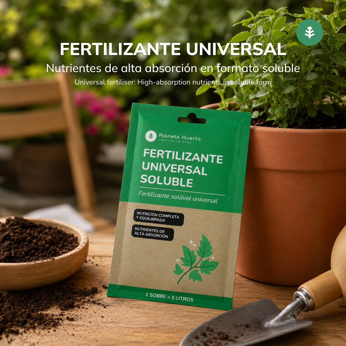 Fertilizante universal Planeta Huerto Sobre para 5 L