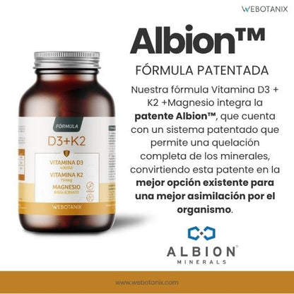 Vitamina D3 4000 UI + K2 + Magnesio Fórmula Vegan, WeBotanix